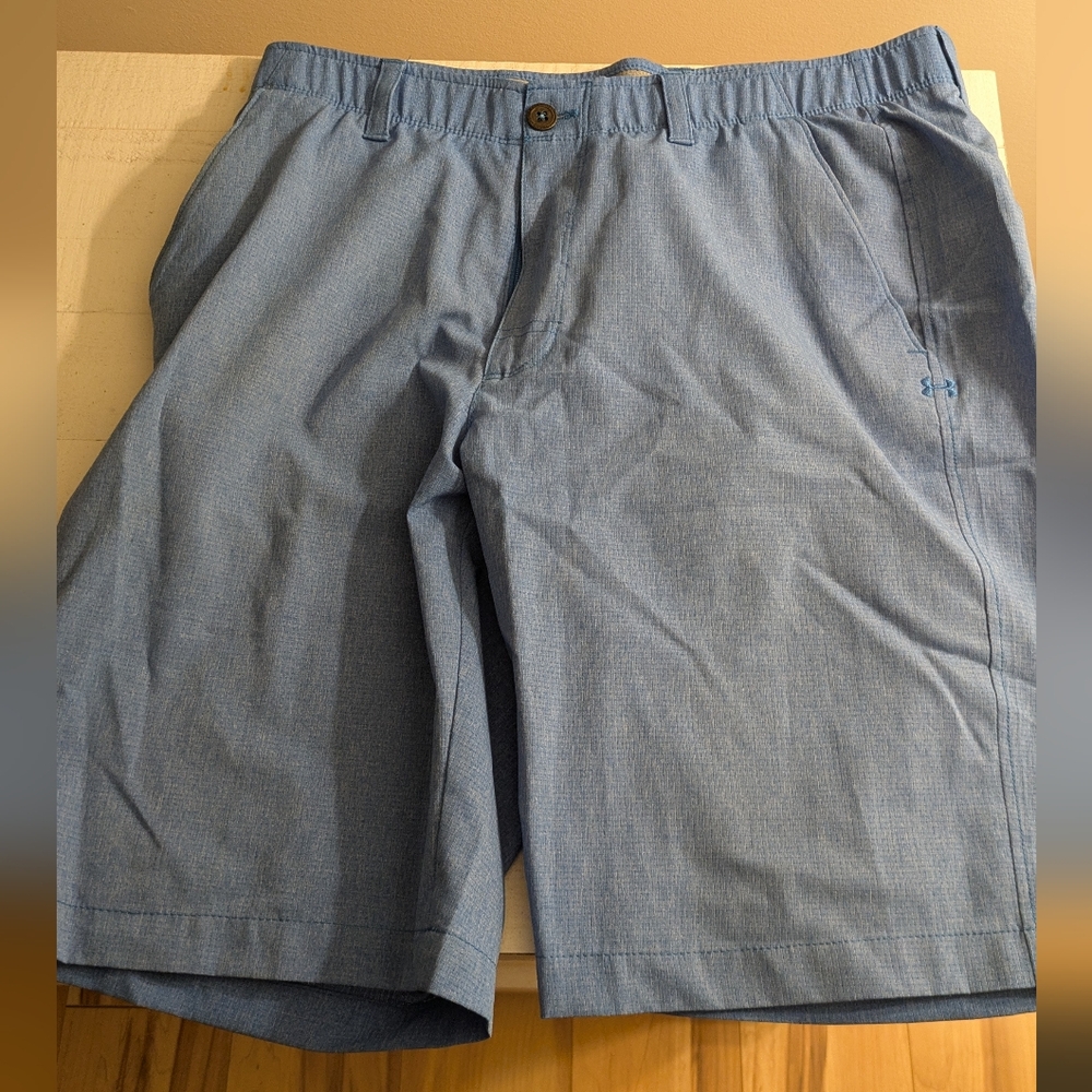 Under Armour Heat Gear Men's Golf Shorts Blue Lightweight Breathable Flat Front